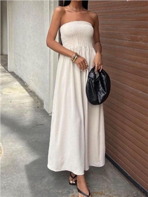 Summer fashion one neck strapless waist cinched long dress for women