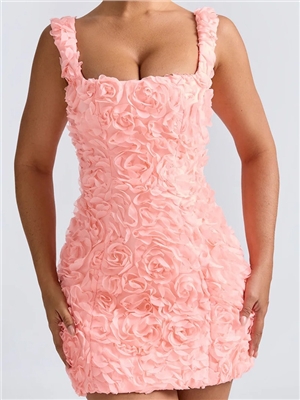 Summer new sexy square neck flower fashion sleeveless camisole jumpsuit short skirt women's clothing