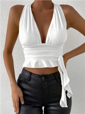 Trendy neck hanging suspender women's vest