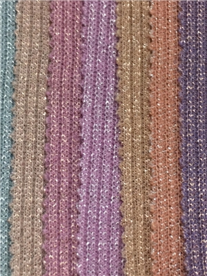 Gold and silver silk ribbed knitted fabric