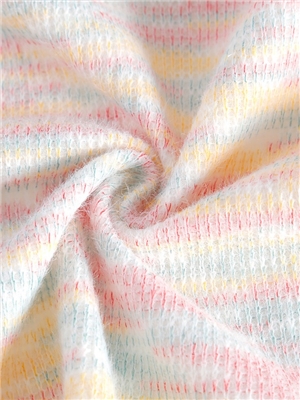 Rainbow stripe dyed coarse needle fabric