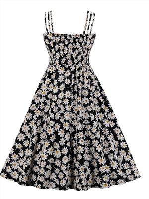 Women's summer suspender short sleeved sexy floral daisy