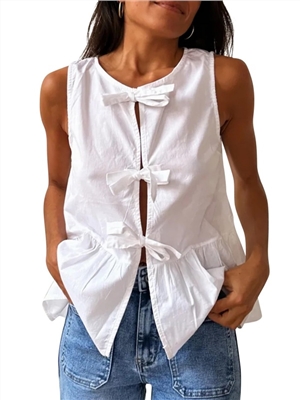 New spring and summer sleeveless cardigan solid color top vest women's clothing