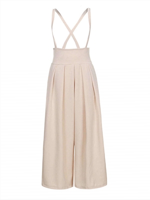 Spring and autumn high-waist wide-leg overalls cropped trousers