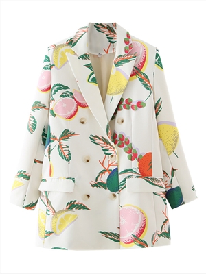 Fresh fruit print suit jacket
