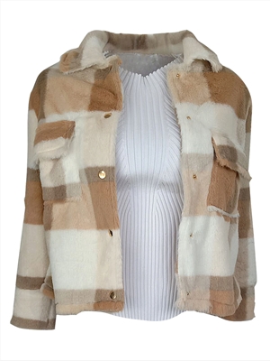 2021 Women's New Fall Winter Stand-up Collar Plaid Short Coat Jacket