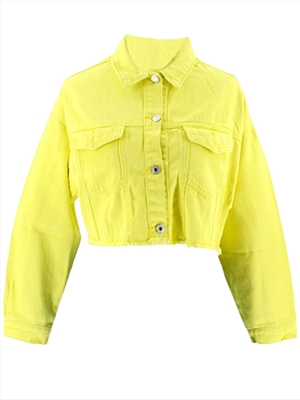 Yellow Casual Loose Cropped Top Coat