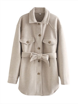 Faux wool coat with belt
