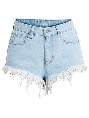 Denim super shorts European and American style butt-up frayed denim wide-leg pants hot pants