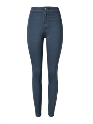 High waist slim stretch denim new color gray and blue foot pants street mix and match