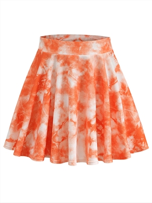New style women's tie-dye color stretch flared short skirt casual mini skateboard skirt