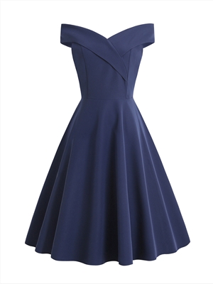 The new Hepburn style retro skirt waist big swing dress