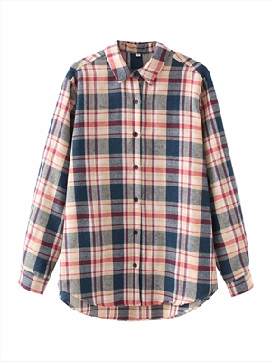 Plaid shirt women autumn casual jacket loose retro Hong Kong style cardigan long sleeve women