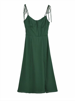 Fashion high waist sexy hem side slit lace suspender dress