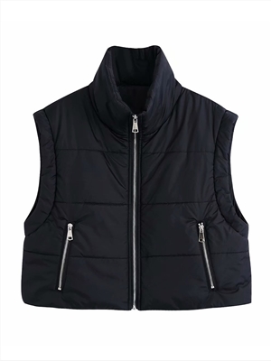 Fashion casual simple solid color short sleeveless vest women jacket